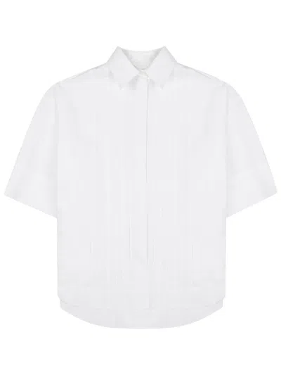 P.a.r.o.s.h . Pleated Cotton Shirt In White