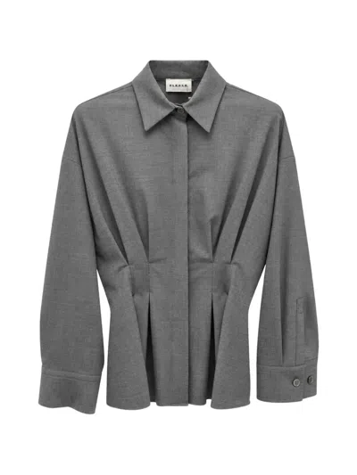 P.a.r.o.s.h Pleated Drop-shoulder Shirt In Gray