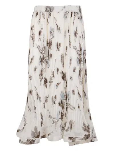 P.A.R.O.S.H PLEATED FLORAL-PRINT SKIRT