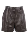 P.a.r.o.s.h Pleated Leather Bermuda Shorts In Brown