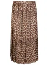 P.a.r.o.s.h . Pleated Leopard Print Maxi Skirt With Elastic Waist In Multi