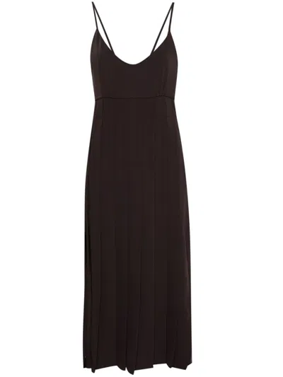 P.a.r.o.s.h Pleated Midi Dress In Black