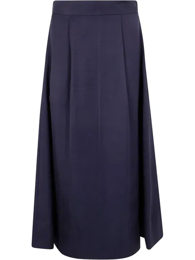 P.a.r.o.s.h Pleated Midi Skirt In Blue