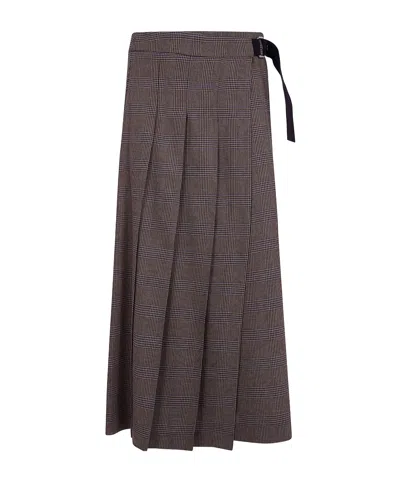 P.a.r.o.s.h Pleated Midi Skirt In Brown