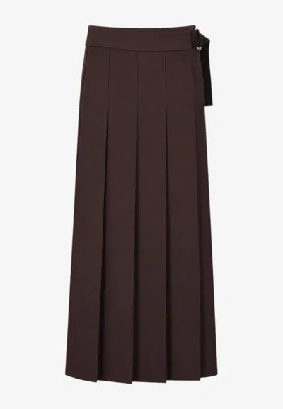 P.a.r.o.s.h Pleated Midi Skirt In Brown