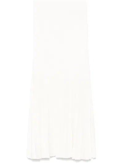 P.a.r.o.s.h Pleated Midi Skirt In White