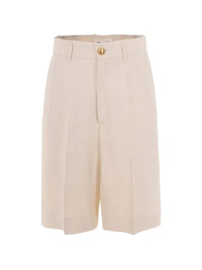 P.a.r.o.s.h Cream Linen Bermuda Shorts In Neutral