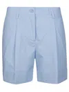 P.a.r.o.s.h Parosh Pleated Tailored Shorts With Folded Cuffs In Blue