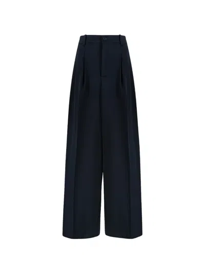 P.a.r.o.s.h Pleated Wide-leg Trousers In Blue