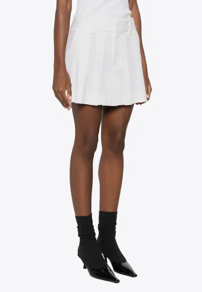 P.a.r.o.s.h Pleated Wool-blend Mini Skirt In White