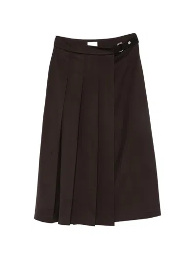 P.a.r.o.s.h Pleated Wrap Midi Skirt In Brown