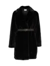 P.a.r.o.s.h Plush Black Faux Fur Coat With Tailored Silhouette In Black