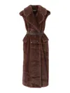 P.a.r.o.s.h Gilet Pelliccia Lungo Jackets Brown In Brown