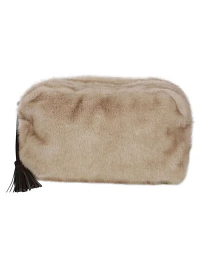 P.a.r.o.s.h Plush Faux Fur Poche Tte Bag With Tassel Detail In Brown