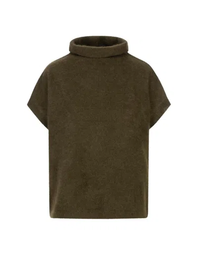 P.a.r.o.s.h Plush Knit Top With High Turtleneck In Green