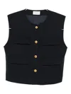 P.a.r.o.s.h Pocketed Buttoned Waistcoat In Black