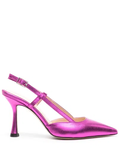 P.a.r.o.s.h Pointed-toe Metallic-leather Slingback Pumps In Pink
