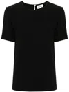 P.a.r.o.s.h Sheer Cady Blouse Split Hem Detail In Black