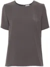 P.a.r.o.s.h Casual Crepe Texture Top With Keyhole Detail In Grey