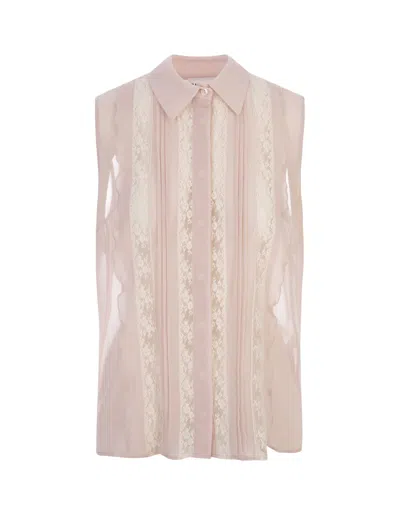 P.a.r.o.s.h Polidori Sleeveless Shirt In Pink Chiffon