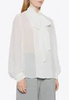 P.a.r.o.s.h Polidori Tied-neck Sheer Blouse In Cream
