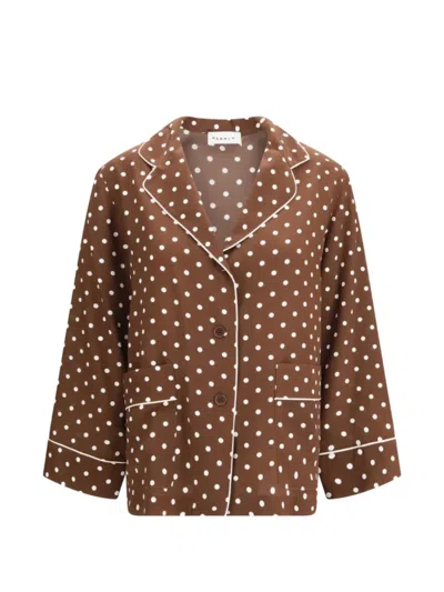 P.a.r.o.s.h Polka Dot Button Shirt In Brown
