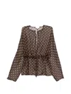 P.a.r.o.s.h Polka-dot Drawstring Blouse In Brown