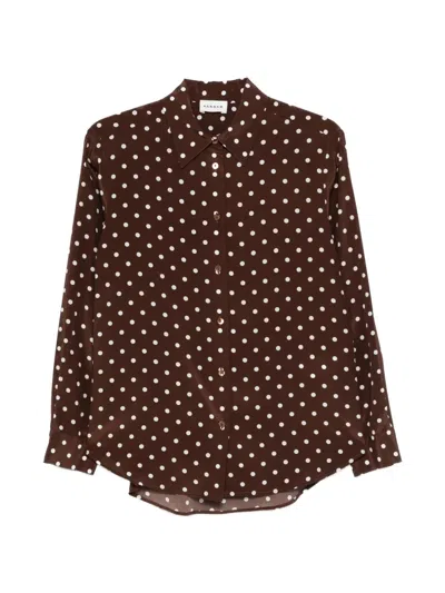P.a.r.o.s.h Polka Dot Long-sleeve Shirt In Brown