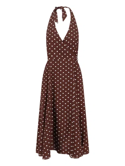 P.a.r.o.s.h Polka Dot Maxi Dress In Brown