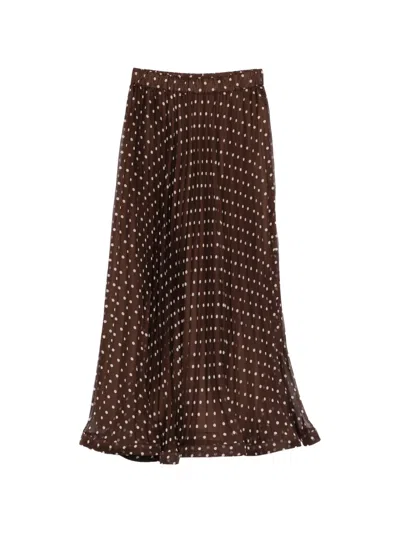 P.a.r.o.s.h Polka-dot Pleated Maxi Skirt In Brown