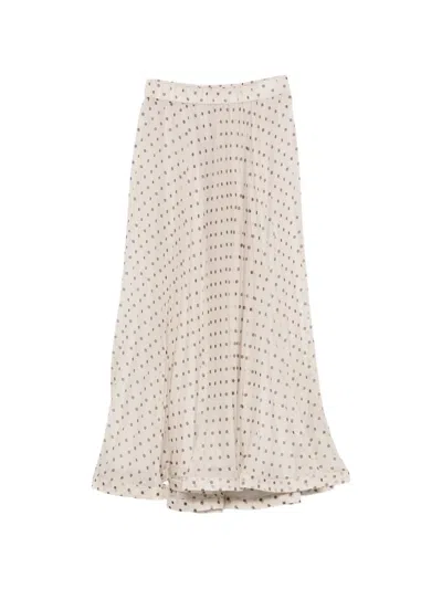 P.a.r.o.s.h Polka-dot Pleated Maxi Skirt In Neutral