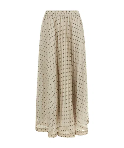 P.a.r.o.s.h Polka-dot Pleated Maxi Skirt In Neutral