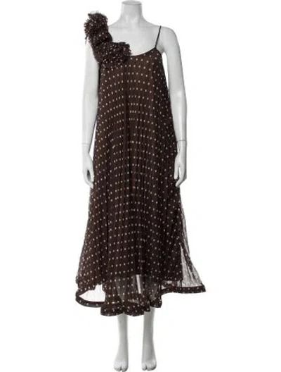 Pre-owned P.a.r.o.s.h Polka Dot Print Long Dress W/ Tags In Brown