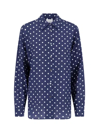 P.a.r.o.s.h Long Sleeve Polka Dot Collared Shirt In Blue