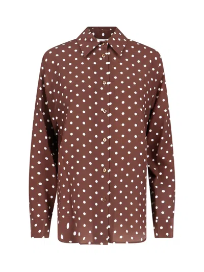 P.a.r.o.s.h Polka Dot Shirt In Brown