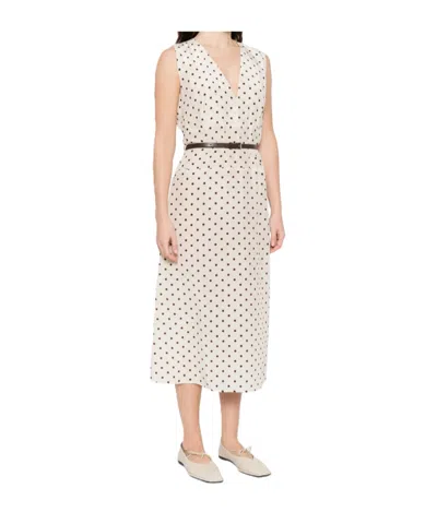 P.a.r.o.s.h Polka-dot Sleeveless Midi Dress In White