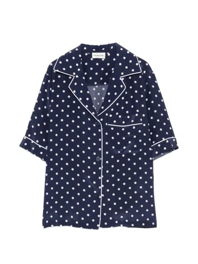 P.a.r.o.s.h Polka-dot Piped-trim Shirt In Blue