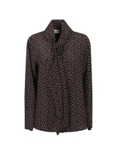 P.a.r.o.s.h Polka-dot Pussy-bow Blouse In Brown