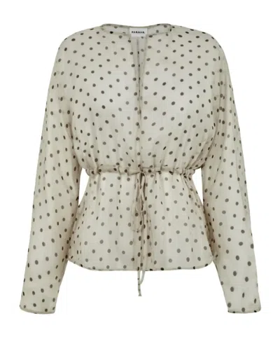 P.a.r.o.s.h Polka-dot Tie-waist Blouse In Gray