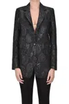 Shop P.a.r.o.s.h Polly Jacquard Fabric Blazer In Black