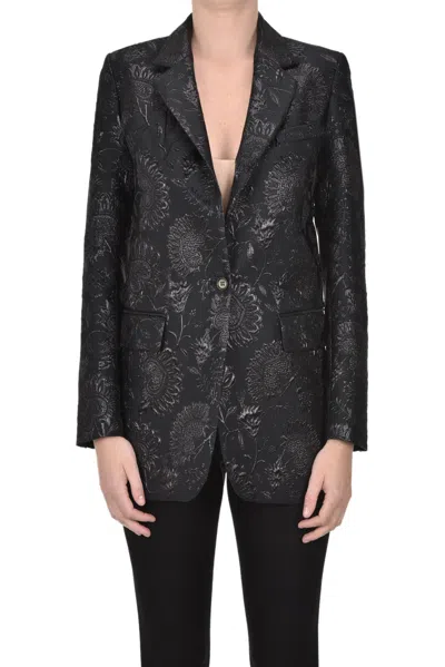 P.a.r.o.s.h Jacquard Single-breasted Blazer In Black