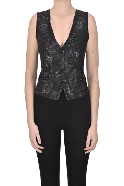 P.a.r.o.s.h Polly Jacquard Fabric Gilet In Black