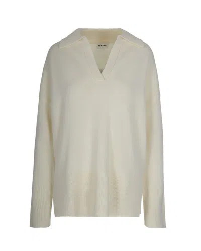 P.A.R.O.S.H POLO-COLLARED KNIT SWEATER IN CREAMY WOOL-CASHMERE BLEND
