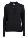 P.a.r.o.s.h Long-sleeve Polo With Classic Collar And Tailored Fit In Black
