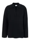 P.a.r.o.s.h Black Sweater With Polo Shirt Style Collar And Dropped Shoulder In Black