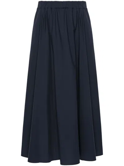 P.a.r.o.s.h Poplin Cotton Midi Skirt In Blue