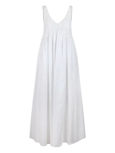 P.a.r.o.s.h Crochet Embroidery Maxi Dress In White