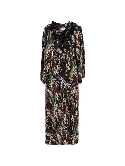 P.a.r.o.s.h Printed Crepe Dress In Brown