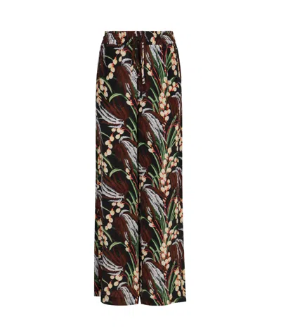 P.a.r.o.s.h Printed High-rise Trousers In Black
