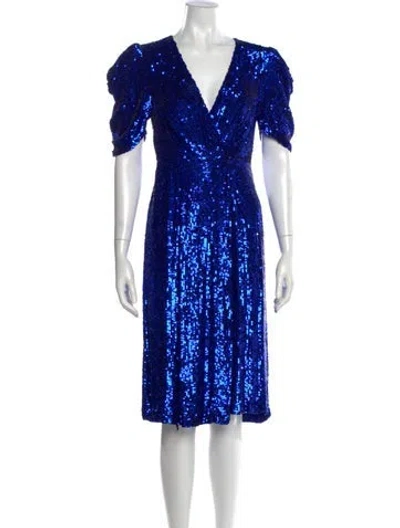Pre-owned P.a.r.o.s.h Printed Midi Length Dress W/ Tags In Blue